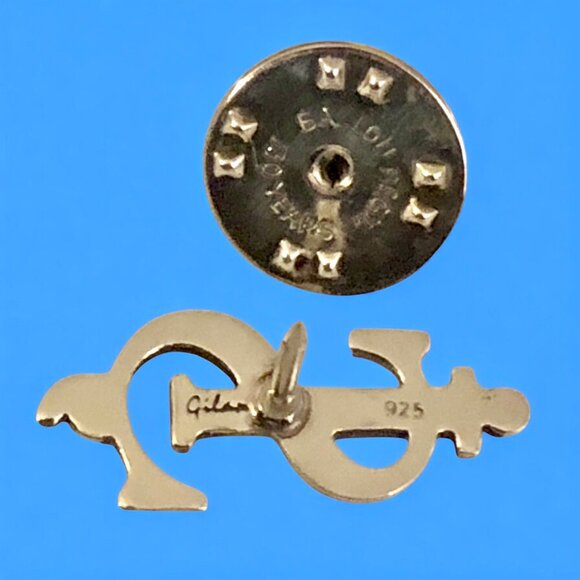 Vintage Sterling Silver Dollar Sign Push Pin Brooch Tie Tack Money Signed Tiny - Picture 11 of 12